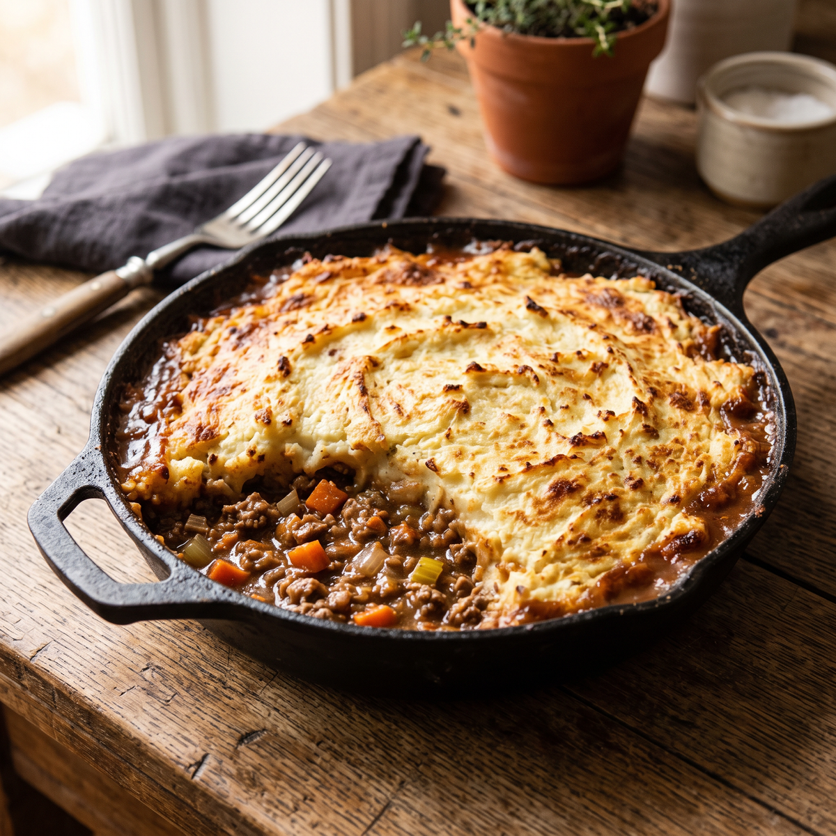 One-Skillet Shepherd's Pie with Cauliflower Mash
