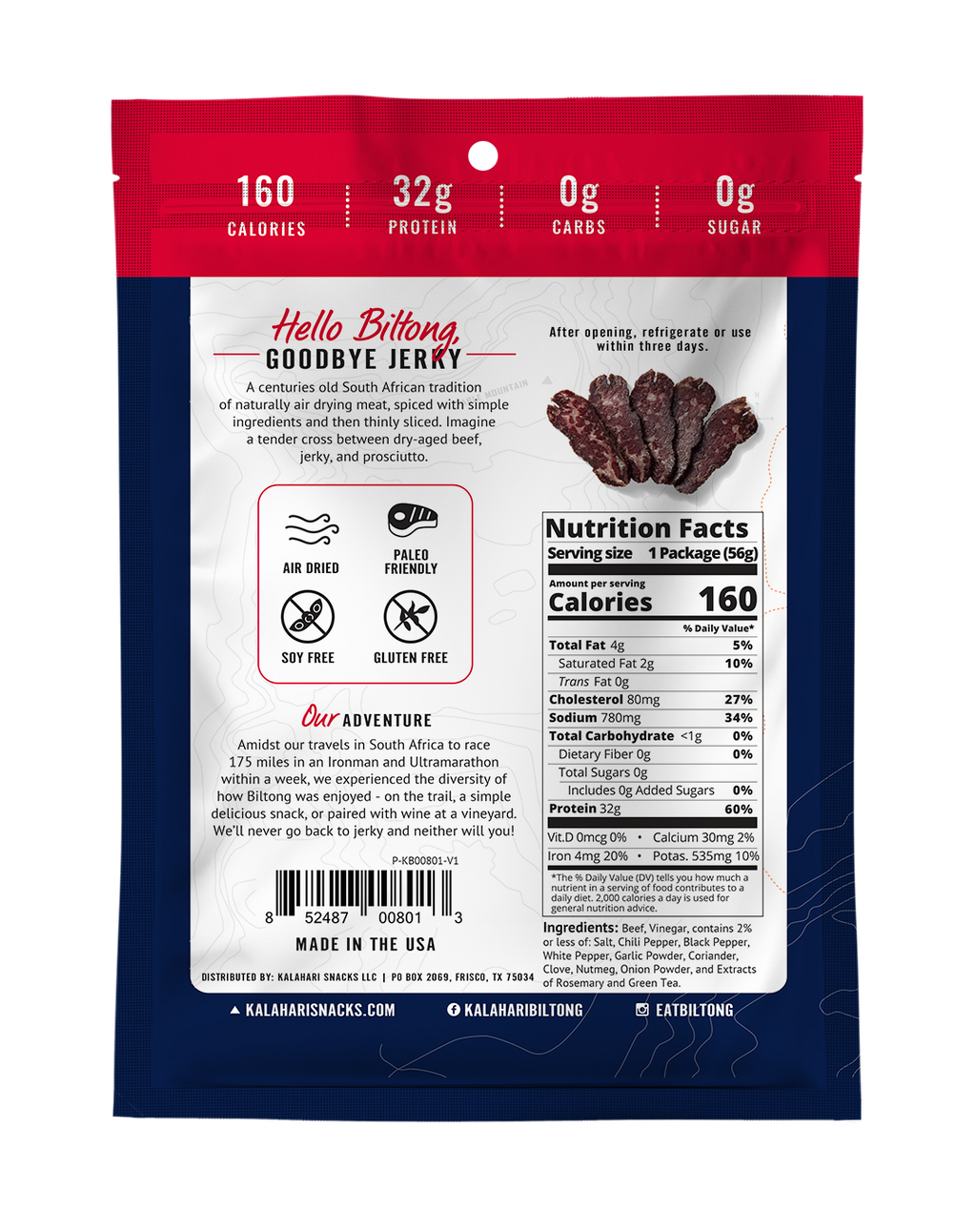 Kalahari Biltong Spicy Peri Peri - 2oz