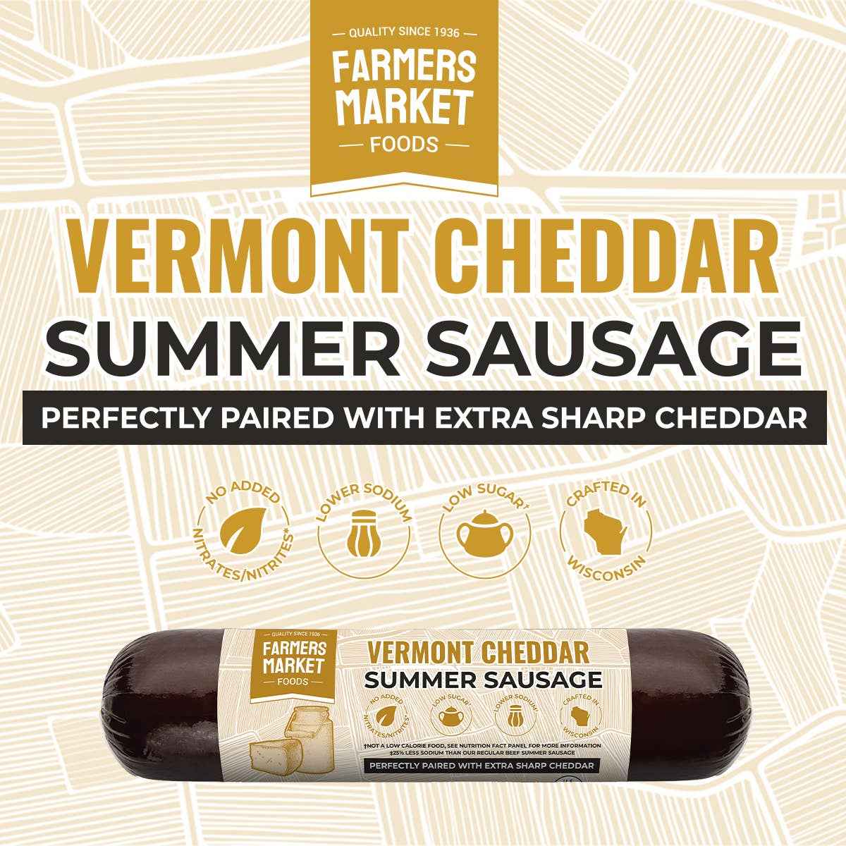 Cheddar Summer Sausage - Farmers Market Foods