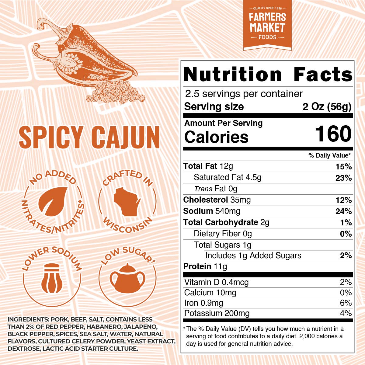 Spicy Cajun Summer Sausage 5oz