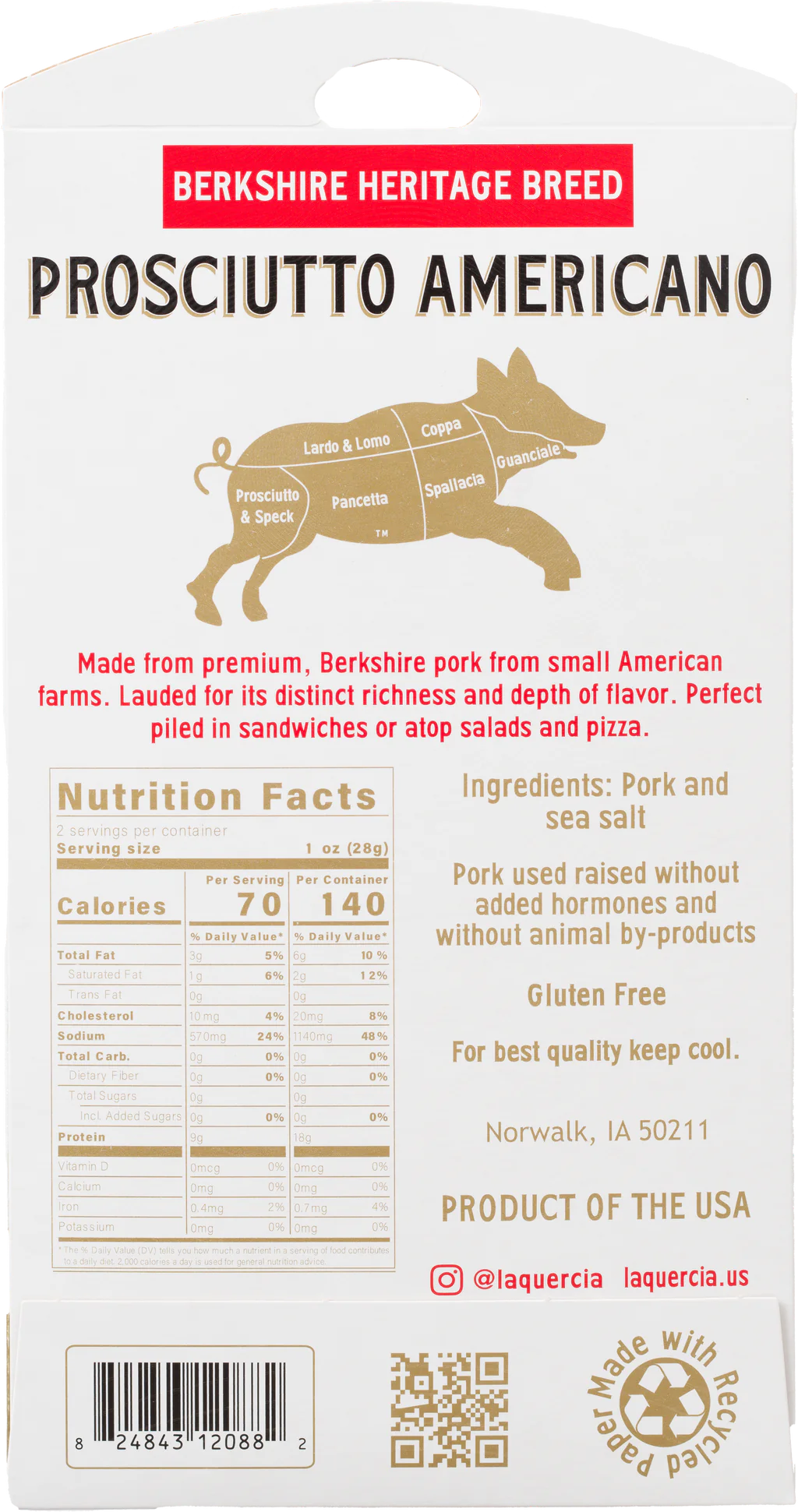 Prosciutto Americano Berkshire (La Quercia) - Carnivore Club USA