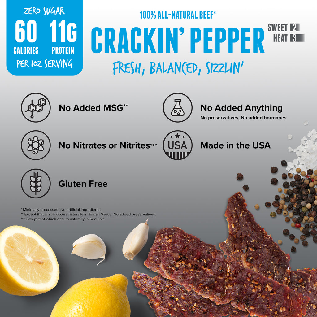 Crackin' Pepper Beef Jerky (Baja Vida Snacks) - Carnivore Club USA