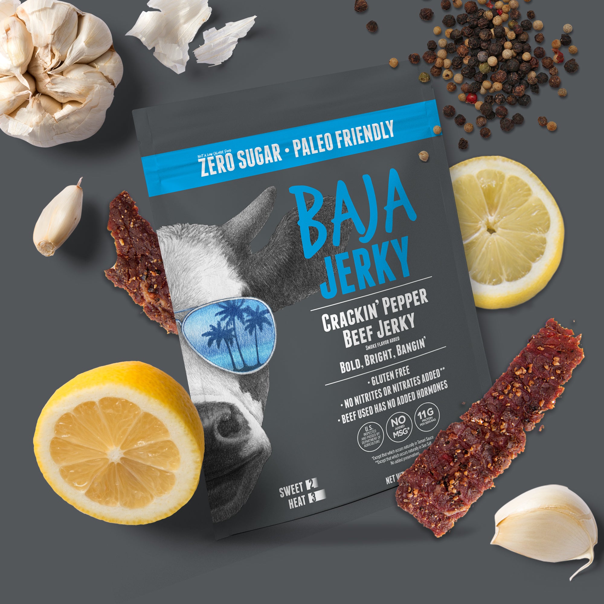 Crackin' Pepper Beef Jerky (Baja Vida Snacks) - Carnivore Club USA