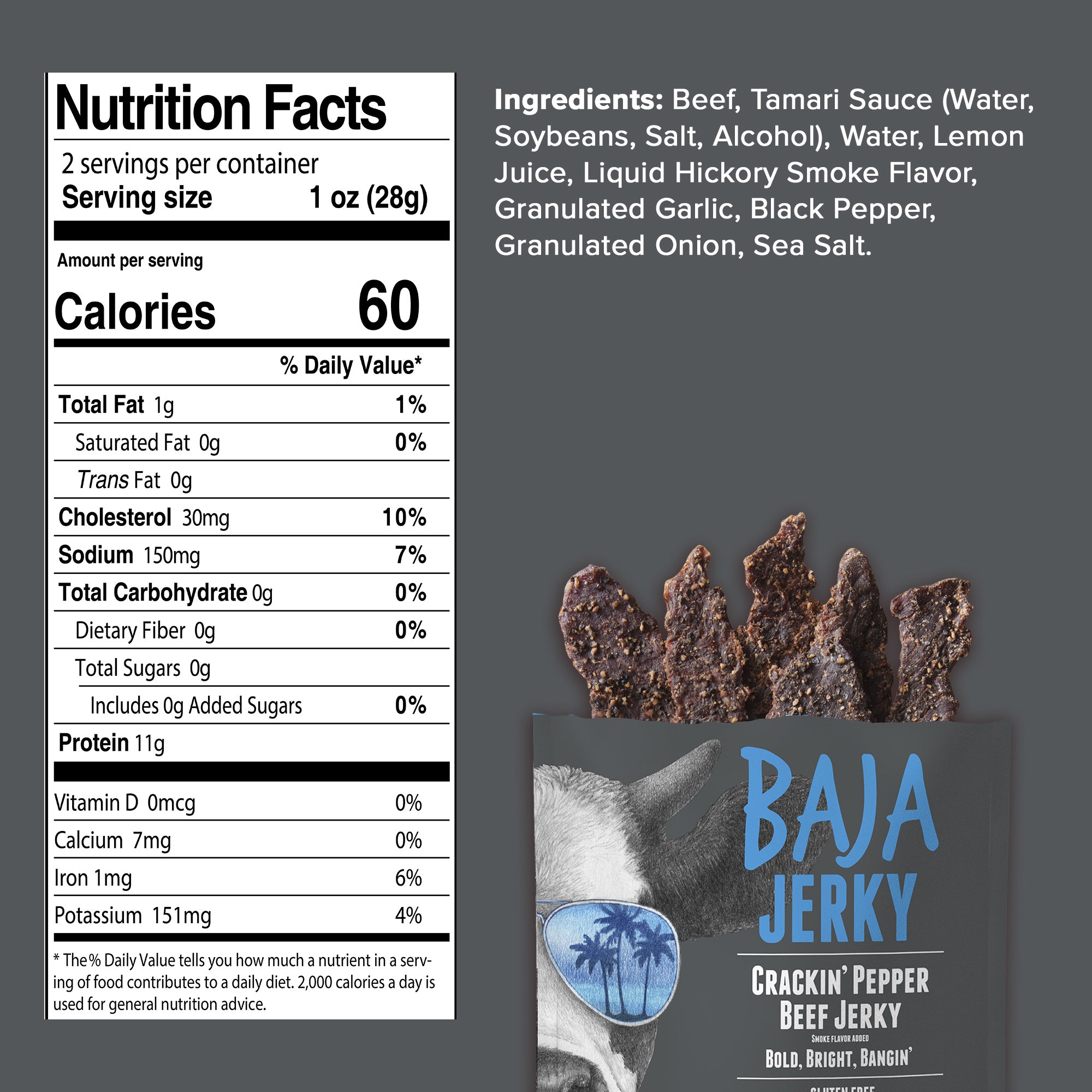 Crackin' Pepper Beef Jerky (Baja Vida Snacks) - Carnivore Club USA