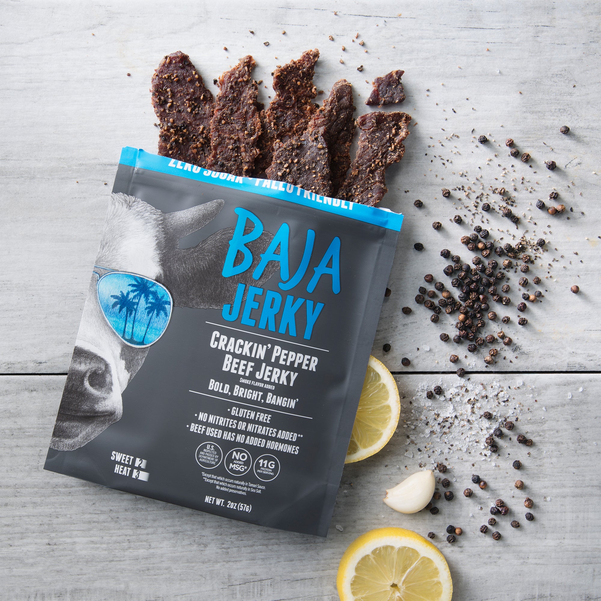 Crackin' Pepper Beef Jerky (Baja Vida Snacks) - Carnivore Club USA