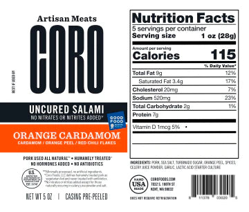 Orange Cardamom Salami Piccolo (Coro Foods) - Carnivore Club USA
