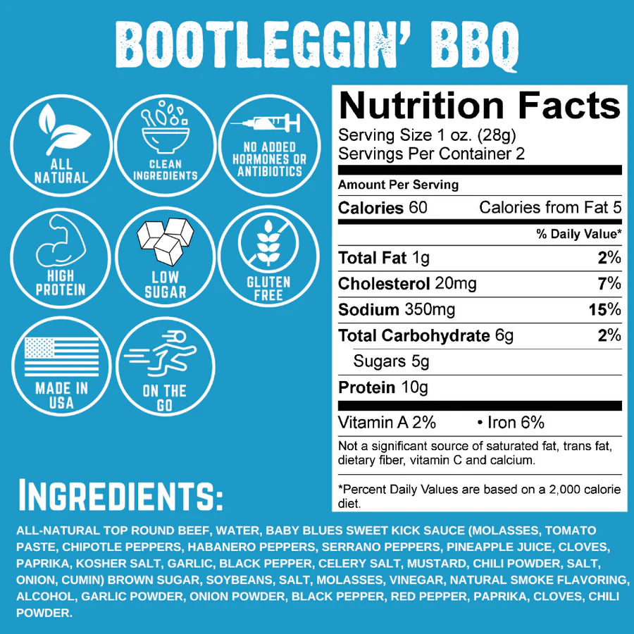 Bootleggin BBQ Beef Jerky (Righteous Felon) - Carnivore Club USA