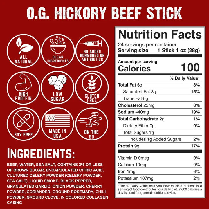 O.G. Hickory Beef Stick (Righteous Felon) - Carnivore Club USA