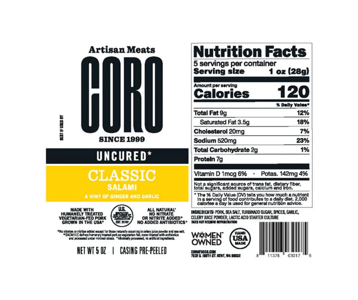 Classic Salami Piccolo (Coro Foods) - Carnivore Club USA