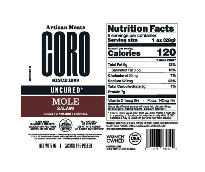 Mole Salami Piccolo (Coro Foods) - Carnivore Club USA