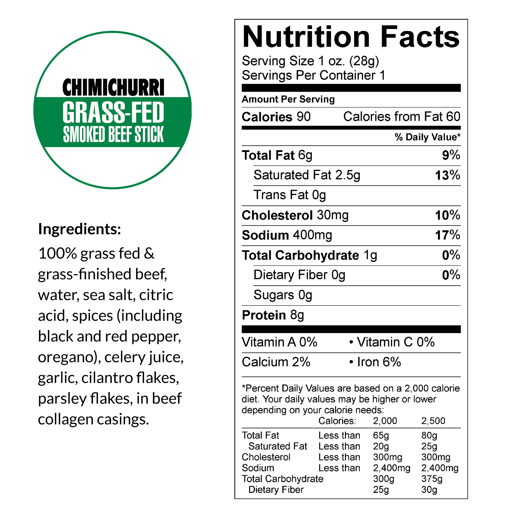 Chimichurri 100% Grass-Fed Beef Sticks - Sogo Snacks
