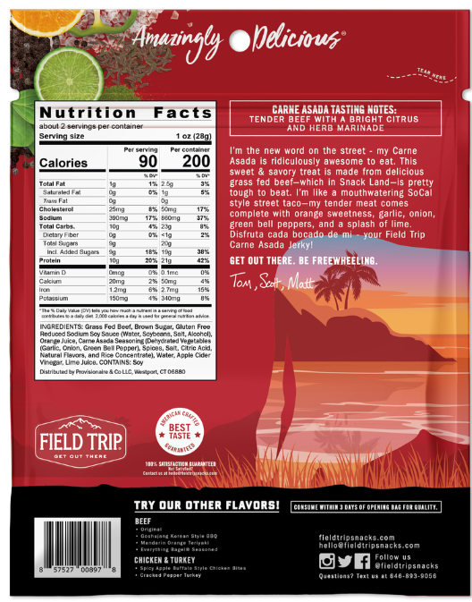 Carne Asada Beef Jerky (Field Trip Jerky) - Carnivore Club USA