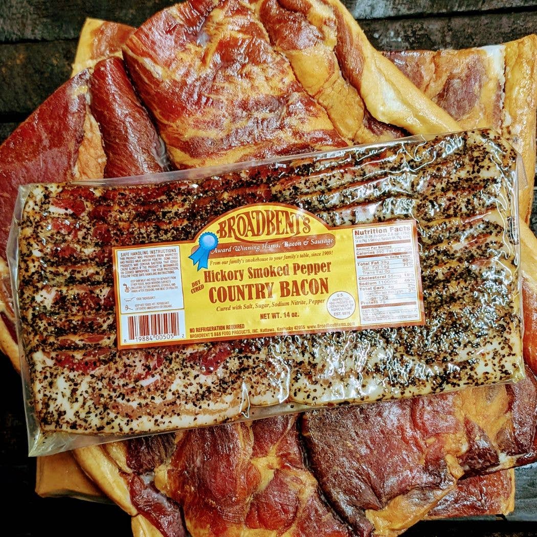 Hickory Smoked Pepper Bacon - Broadbent's