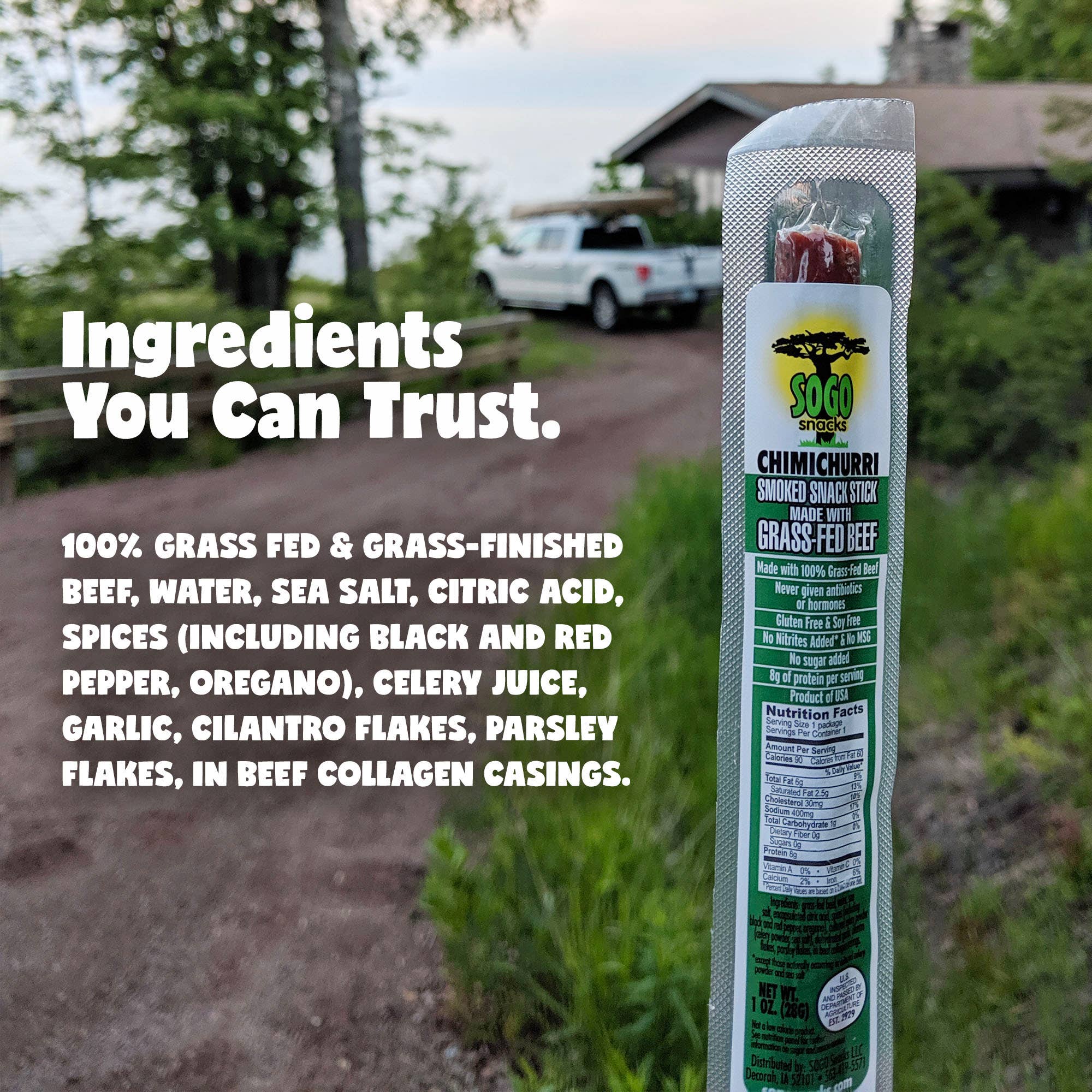 Chimichurri 100% Grass-Fed Beef Sticks - Sugar Free (Sogo Snacks)