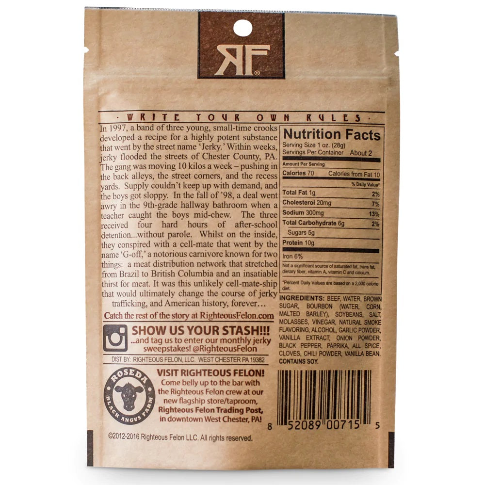 Bourbon Franklin Beef Jerky (Righteous Felon) - Carnivore Club USA