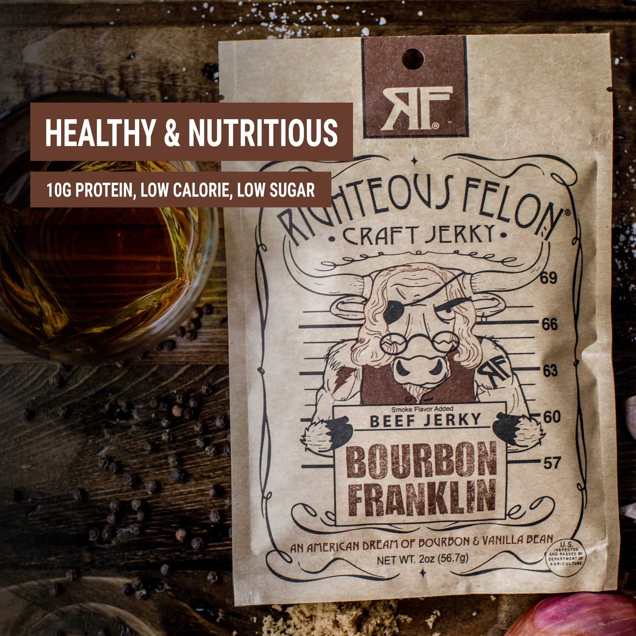 Bourbon Franklin Beef Jerky (Righteous Felon) - Carnivore Club USA