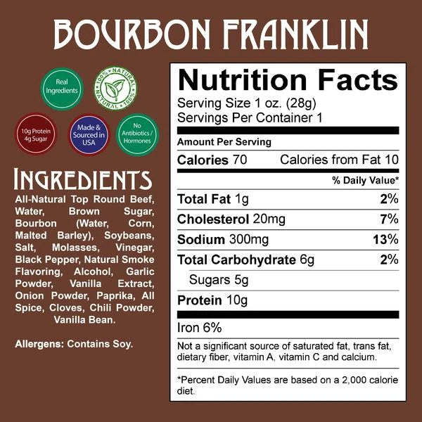 Bourbon Franklin Beef Jerky (Righteous Felon) - Carnivore Club USA