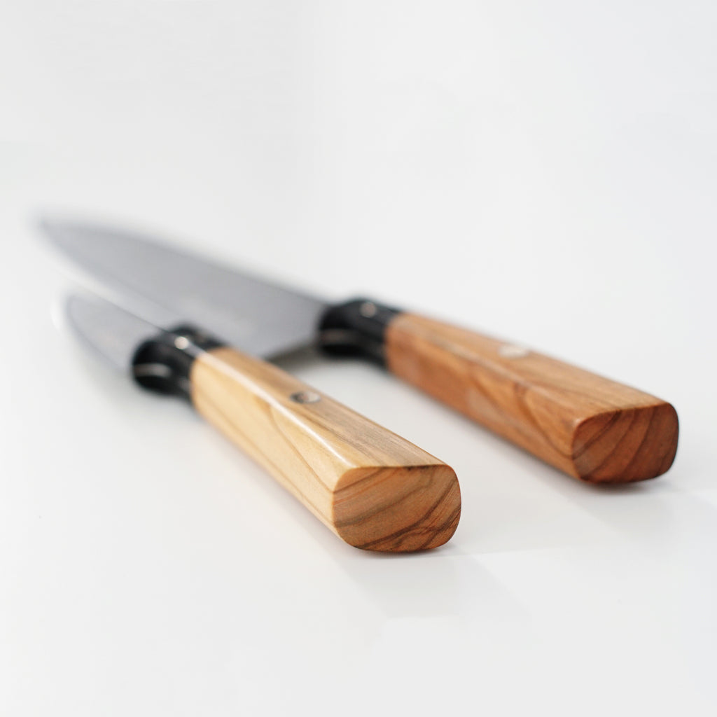 Dedfish Co. Kitchen Knife Set - Laser Etched Stainless Steel with Olive Wood Handles - Carnivore Club USA